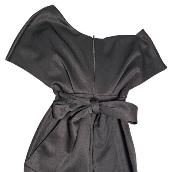 NWT ASOS Bardot Black Midi Dress – Off Shoulder Tie Waist Pencil Dress Size 0 - Picture 4 of 9